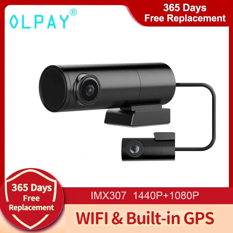 OLPAY Двойной объектив 2K Wi-Fi GPS регистратор Видеорегистраторы для автомобилей Full HD