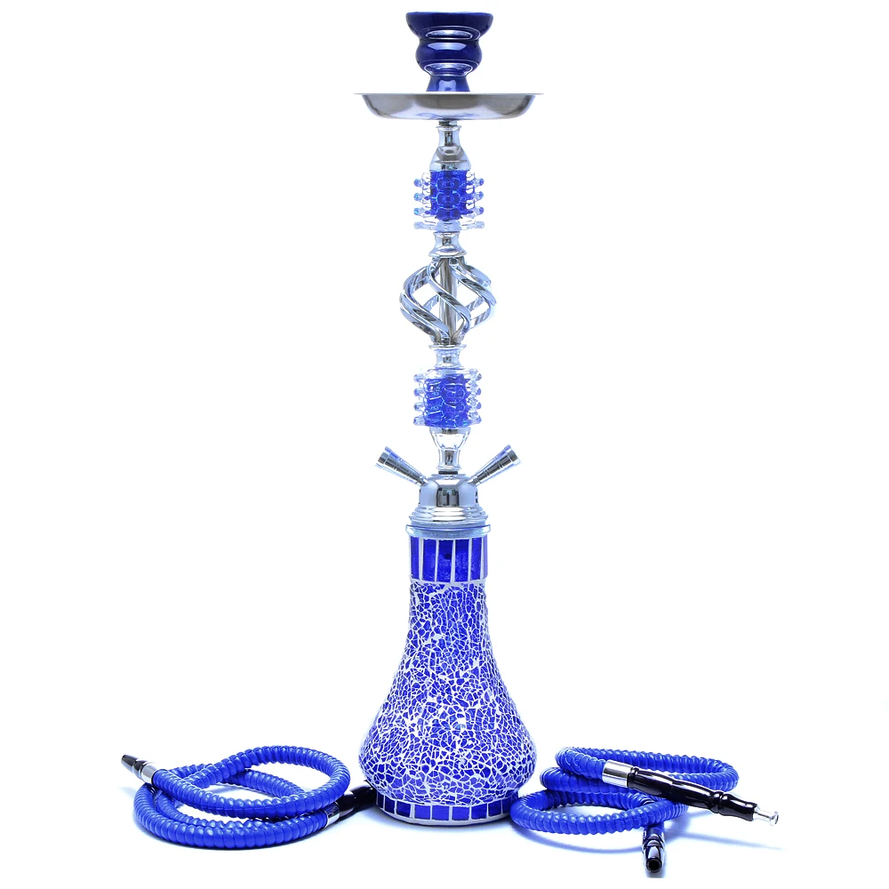 Large Arab Hookah Set Exquisite Glass Water Pipe Double Hose Chicha