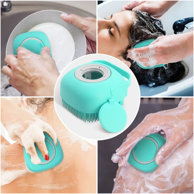 80ml Silicone Bath Body Brush Shower Scrubber with Gel Dispenser Soft  Massager Shower Loofah Brush Baby