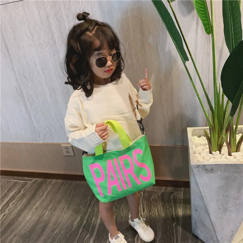 

Korean-style Children's Bags 2019 Autumn New Style Simple Canvas Bag Contrast Color bu xi dai Fashion Men And Women Children Min