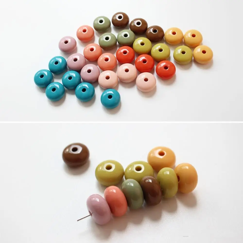 

Newest 200pcs/lot color print 14mm geometry oblate straight hole beads diy jewelry earring/bracelet/necklace accessory