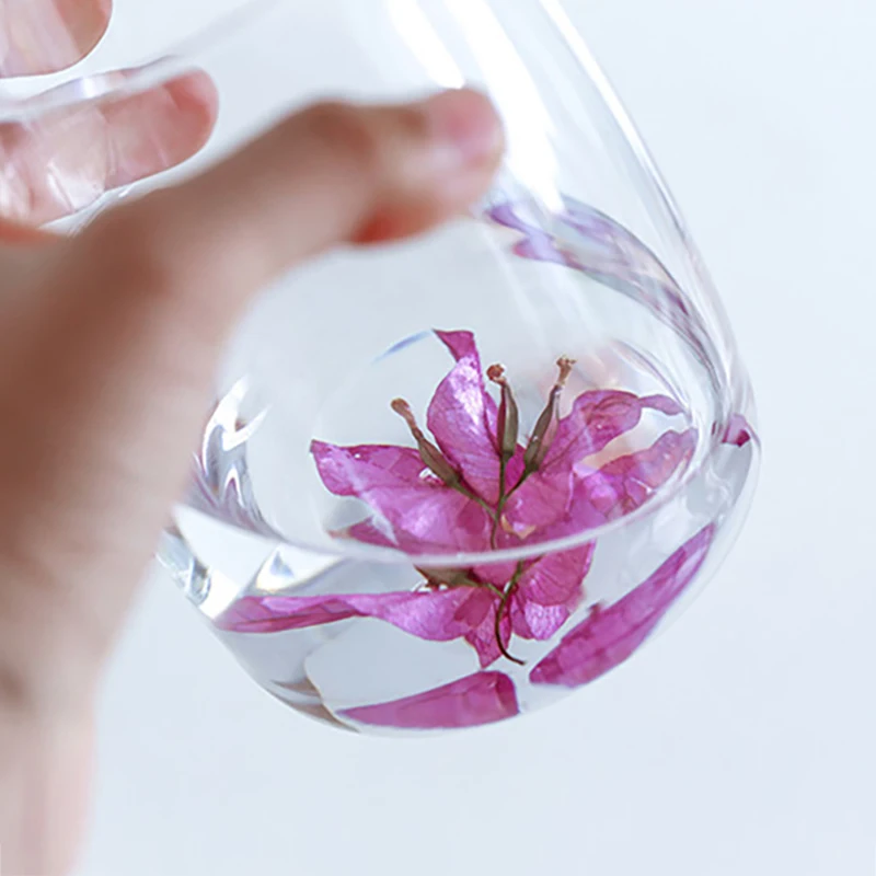

Transparent Glass Coffee Cup Milk Whiskey Tea Cup Beer Cocktail Vodka Wine Flower Art Plant Specimen Resin Crystal Cups