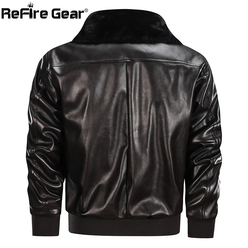 Refire gear, зимняя куртка-бомбер из искусственной кожи, куртки для мужчин, армейский солдат, тактические куртки MA-1, военный пилот, меховой воротник, толстые теплые пальто