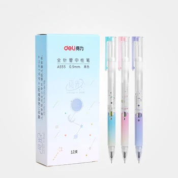 

Neutral Pen Deli Gel Pen Business Signature Pen Pull Cap Neutral Pen 0.5mm Full Needle Gel Pen Student Writing Fountain Pen12pcs
