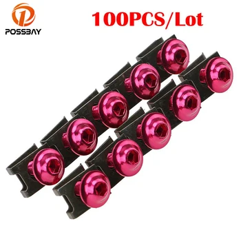 

POSSBAY 100Pcs/Set Motorcycle Nuts Bike Scooters Fairing Body Bolts M6 6mm Spire Speed Fastener Clips Screw Spring Bolots Nuts