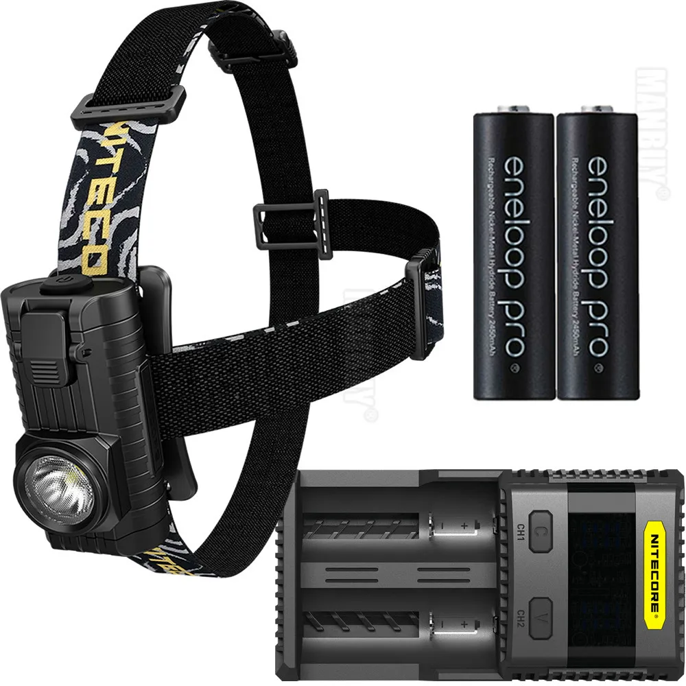 Налобный фонарь NITECORE HA23 + 2xAA перезаряжаемый аккумулятор зарядное устройство SC2