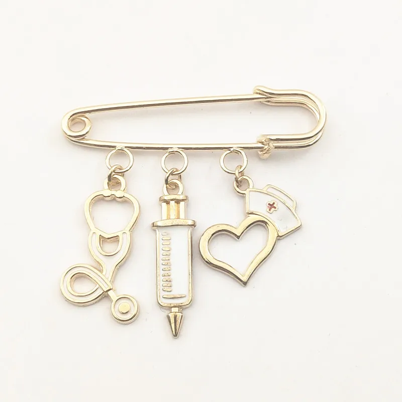 2020 New Rose Goid Color Nurse Cap Medical Brooch Syringe Stethoscope Cute Jewelry Gift | Украшения и аксессуары