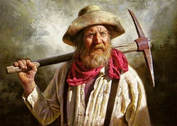 

Artist's Original Realistic Art Hand-painted Oil Painting: Portrait of Russian Man with Hoe