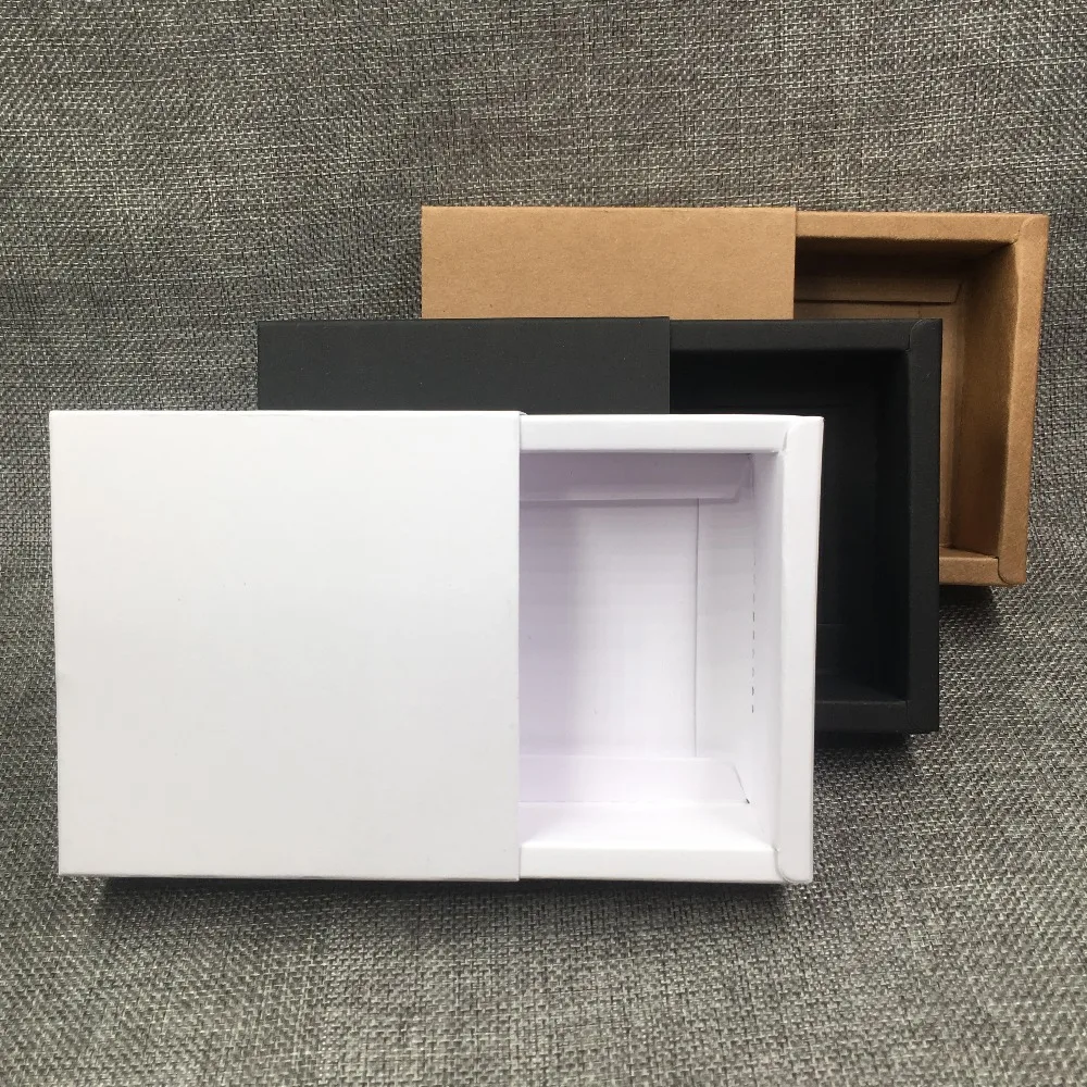 

100pcs/Lot Kraft Paper Drawer Box For New Year Festival Souvenir Present Packaging Gift Push Pull Drawer Boxes Accept Customized