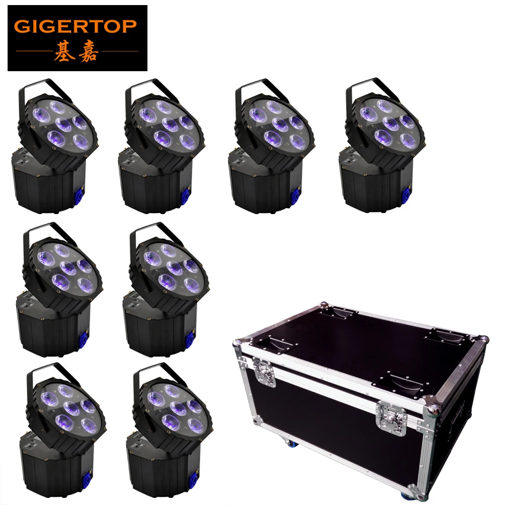 8in1 flight case TP-G3036-6IN1 необычный умный беспроводной Аккумулятор мощность 6X18 Вт RGBAW УФ 6в1 светодиодный плоский параболический алюминиевый рефлектор uplight для продажи Мини Размер - Цвет: 8in1 flight case