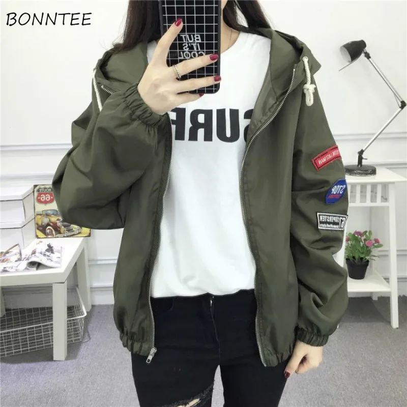 

Jackets Women Female Streetwear Spring Autumn 2019 New Korean Style Student Printed Loose Leisure Womens Clothing Chic Casual