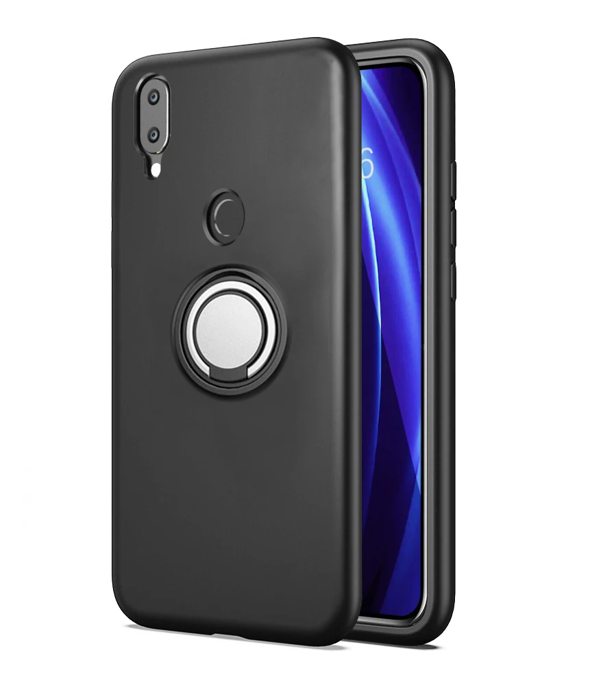 Black -Finger Ring 2 Роскошный чехол для Xiaomi mi Play чехол Xiaomi mi Play силиконовый защитный бампер противоударный чехол для телефона для mi Play чехол 5,84" - Цвет: Black -Finger Ring 2