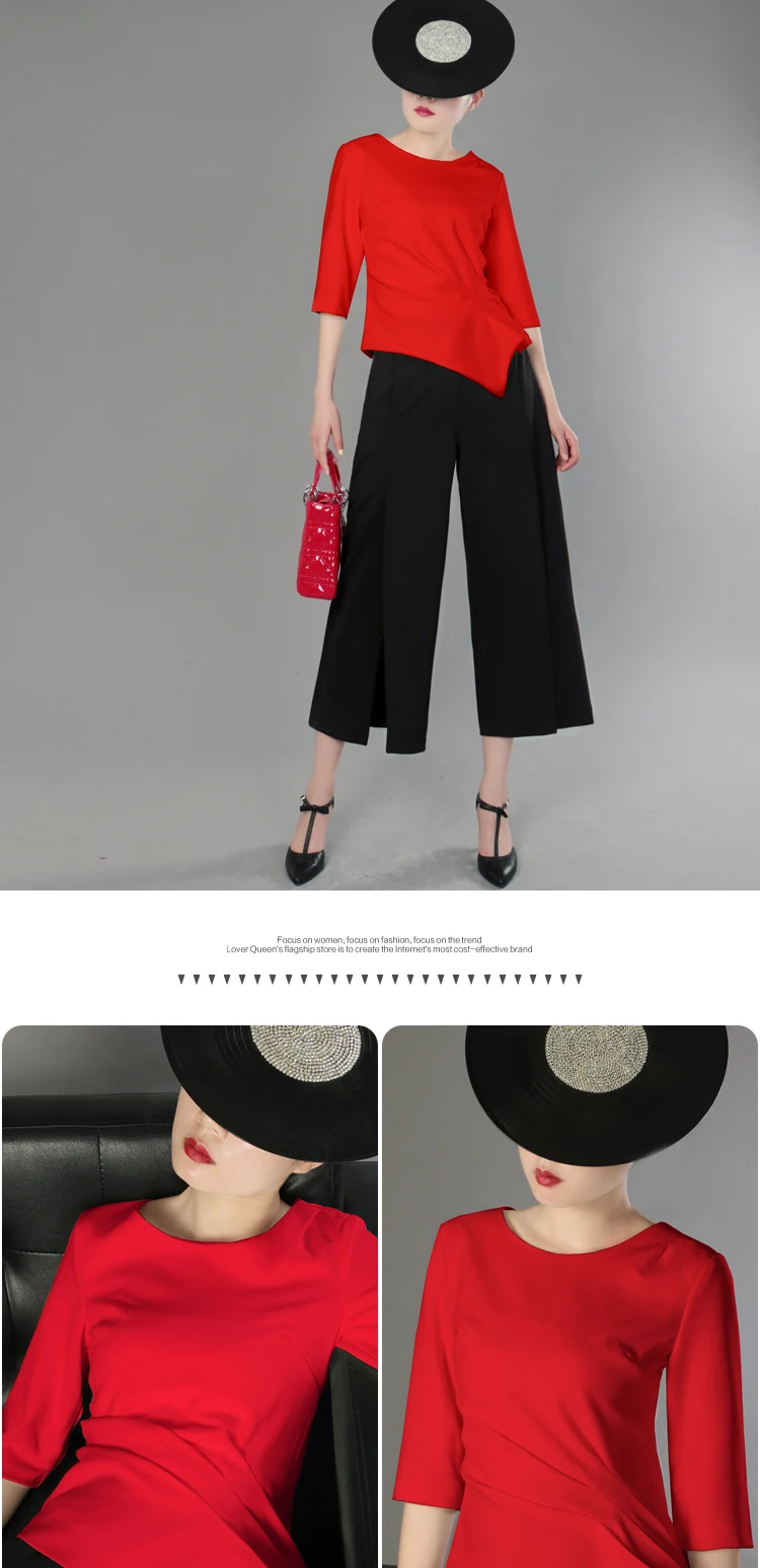 Модная новинка, модная шифоновая футболка с асимметричным Hemline для женщин, весенне-летние женские топы черного, белого и красного цвета, Vestido YG211