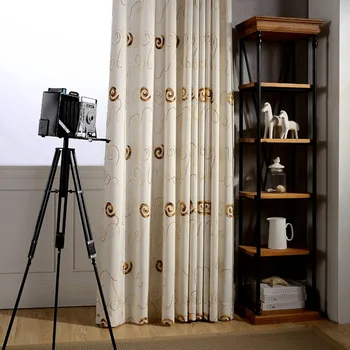 

Factory Direct Sale Curtain Cloth Modern Simple European Type Curtain Cotton Linen Embroidered Curtain Window Yarn
