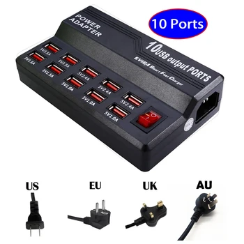 

Switch 10 Ports USB Charger Hub Fast Charging Station Wall Travel Desktop Charger Power Adapter Hub EU/UK/US Plug High Qaulity
