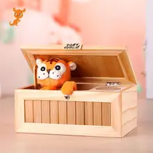 Wooden Useless Box Leave Me Alone Box Most Useless Machine Don't Touch Tiger Toy Gift with Sound Funny Toys prank toy abwe best sale stealing steal coins mouse gift coins funny box useless box