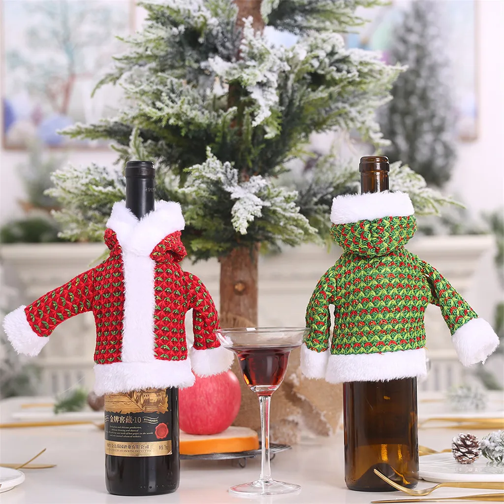dongguan NUEEUDD Adornos navide/ños 1 Pieza Botella de Vino Tinto Cubierta Ropa de Navidad Falda Decoraci/ón Inicio Cena Fiesta Decoraci/ón de Mesa Regalo 2#