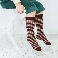 Г. Осенние гофрированные носки в клетку, детские носки Популярные разноцветные носки из чесаного Хлопка Спортивные Носки ярких цветов