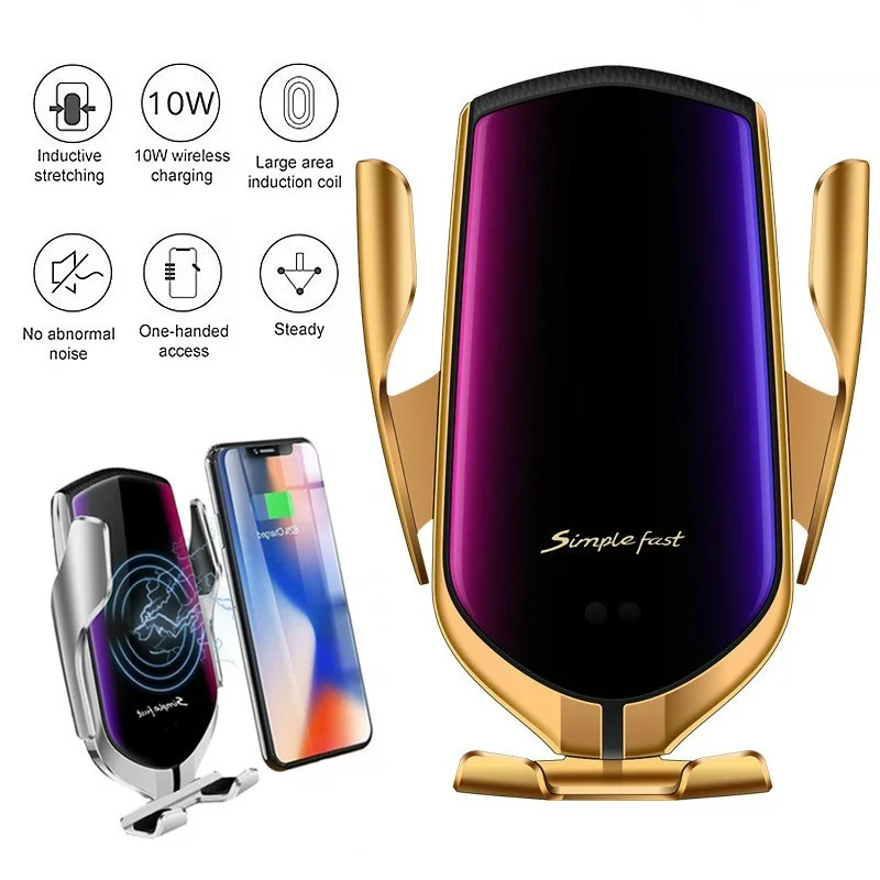 Автомобильное беспроводное зарядное устройство R1 для IPhone X XR XS 8 Plus Galaxy S10 S9 S8 умное