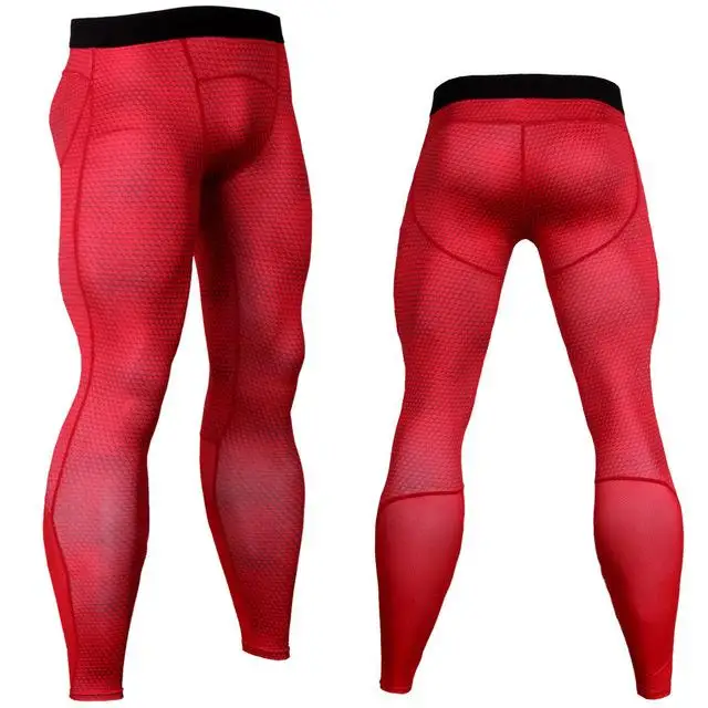 3D Змеиный узор Спортивная Мужская термобелье с длинным рукавом фитнес компрессионные колготки эластичные быстросохнущие спортивная одежда - Цвет: Red-trousers