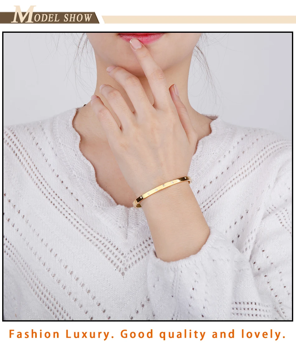 Gold Bangles Stainless Steel Women (9)