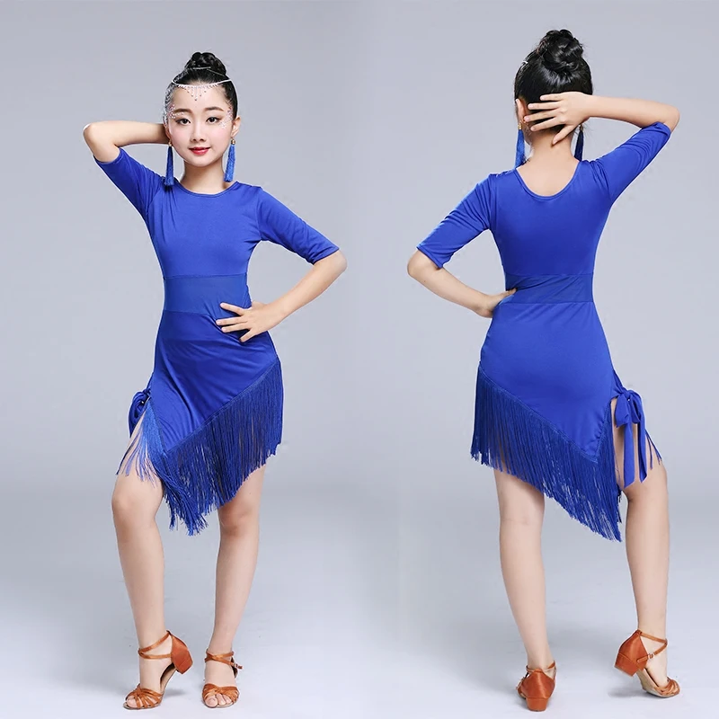 Платье с кисточками для латинских танцев девочек детское платье сальсы танго