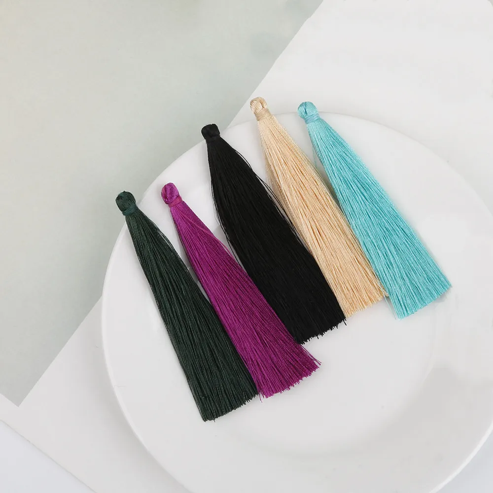 

5pcs 9cm Tassel Brush Pendant Accessories Silk Satin Tassel Handmade Crafts for DIY Earrings Jewelry Making Findings Supplier
