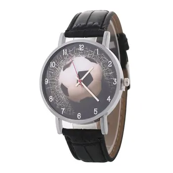 

Football Soccer Pattern Quartz Watches Sport Unisex PU Leather Band Round Dial Wrist Watch Casual Teen Child Birthday Gift