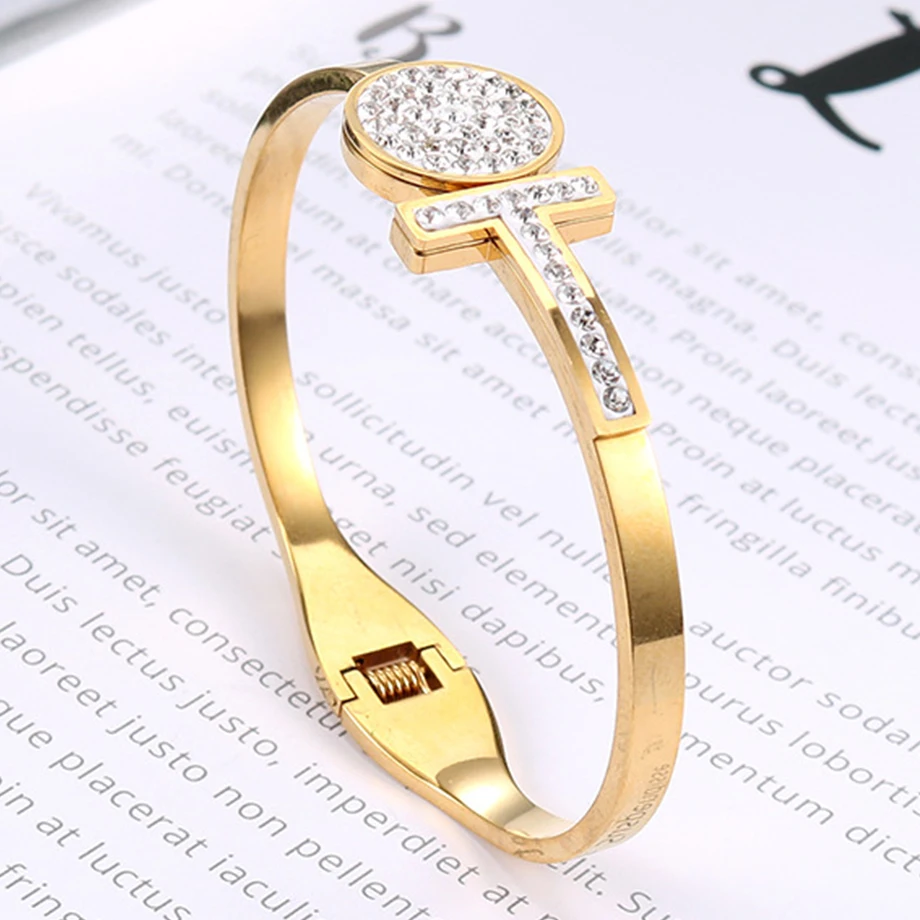 

Egyptian Ankh Cross Bracelet for Women Stainless Steel Pave CZ Key of Life Bangle Bracelet Female Egypt Jewelry Dropshipping