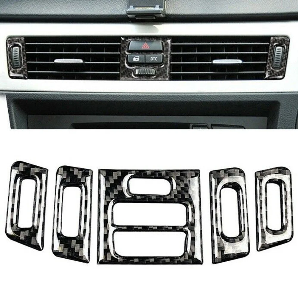

5pcs/set new Car Carbon Fiber Interior Central Air Vent Outlet Trim waterproof for BMW 3 Series E90 E92 E93 2005-2012