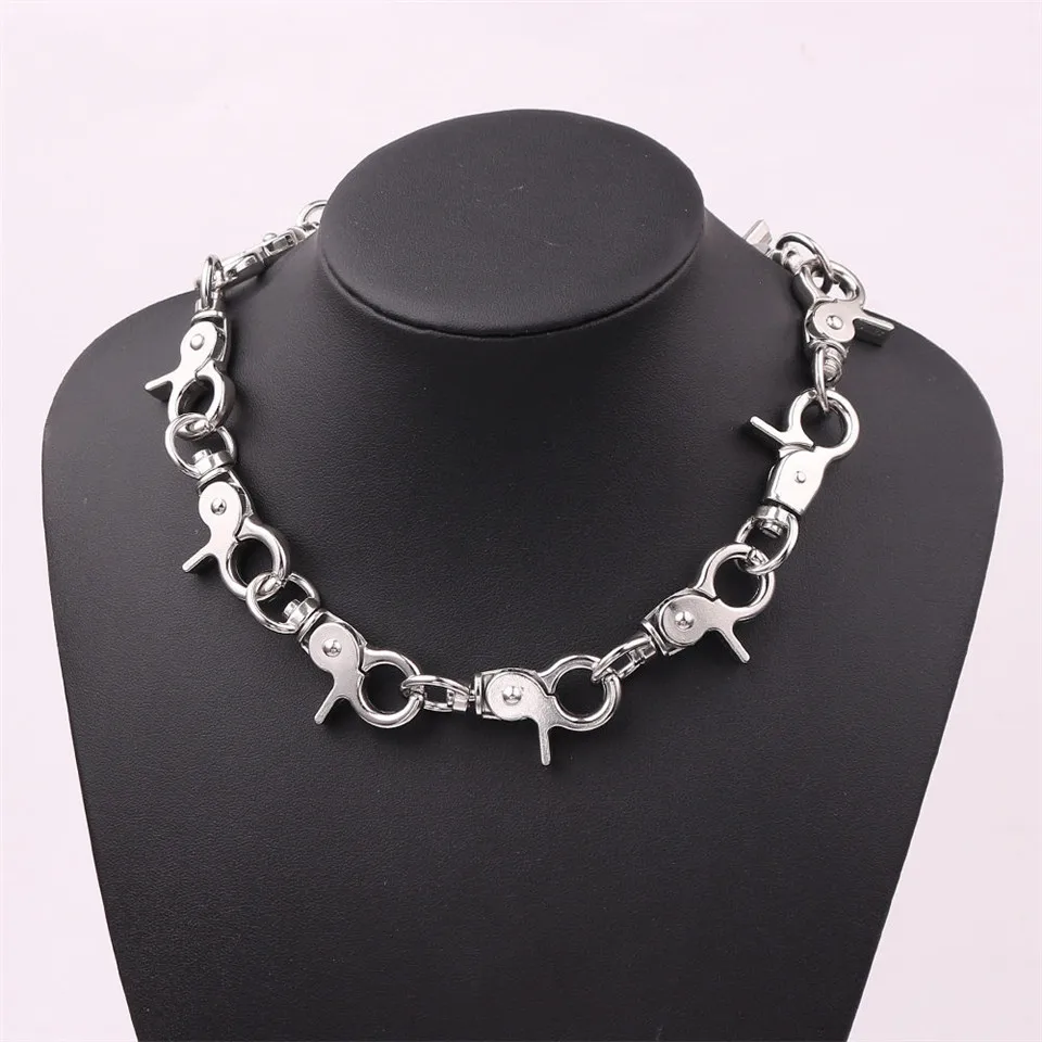 necklace 24 стиля, Харадзюку, хип-хоп, пламя, слои, крест, ключица, ожерелье, лезвие, шипы, замок, унисекс, Очаровательная цепочка, рок, панк, ювелирное изделие, подарок - Окраска металла: necklace