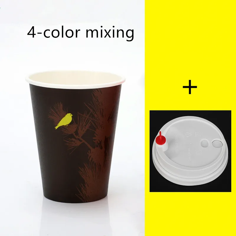 50 шт. высококачественные креативные вечерние Одноразовая чашка для чая бумажный стаканчик для кофе горячий и холодный напиток на вынос упаковочные кружки с крышками - Цвет: cup and lid