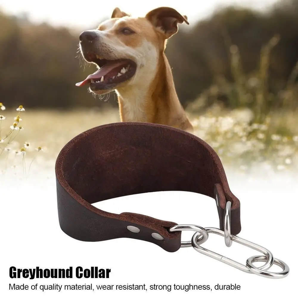 

Greyhound Dog Collar Leather Pet Necklace for Slim Neck No Pull Pet Collar Accessories Durable Soft Hound Dog Collar Brown