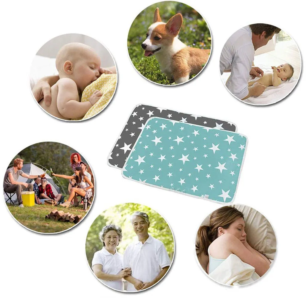 2 Pack Portable Diaper Changing Pad Waterproof Baby Change Mat Bed Pad Play Mat