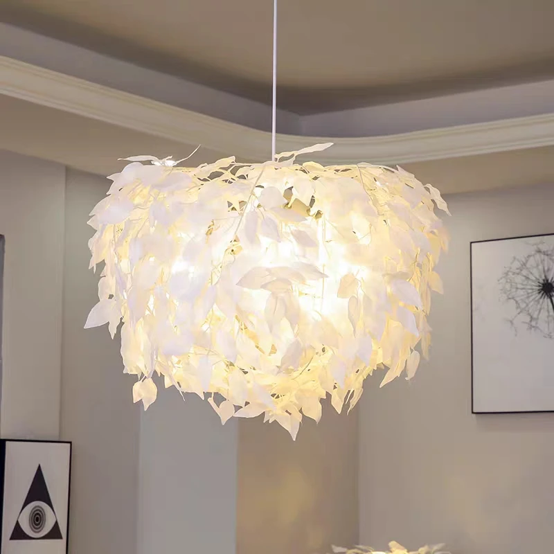 

Modern Nordic chandelier branches and leaves lamps E27 bedroom restaurant living room clothing store feather creative romance