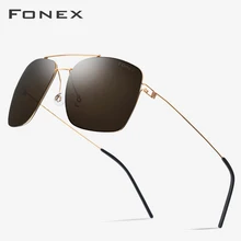 Titanium Alloy Polarized Sunglasses Men Ultralight Brand Designer Mirror Oversize Square Sun Glasses for Men Eyewear 98622