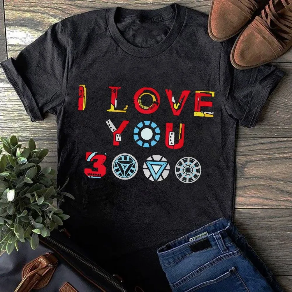 Коллекция 3000 года топы I Love You футболка с принтом Тони надписью Stark Железный