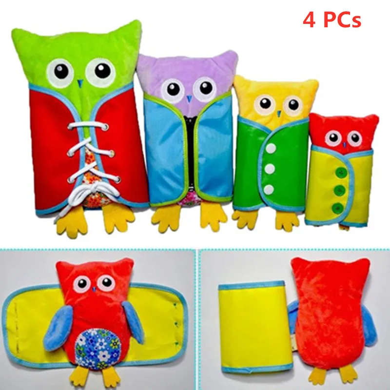 

4 Pcs Toddlers Learn to Dress Owl Doll Toys Kid Early Education Learning Basic Life Skills Teaching Toys