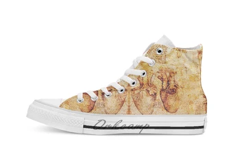 

Heart And Its Blood Vessels Leonardo Da Vinci Anatomy Drawings Brown breathable Casual High Top lace-up Canvas shoes sneakers
