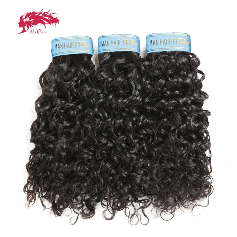 Ali Königin Haar Peruanisches Reines Haar Spinnt Bundles Wasser Welle Menschliches Haar Bündel 12 "-28" Haar weben Natürliche Schwarze Farbe