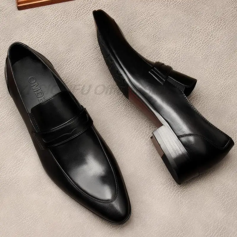 Casual Oxford Shoes Men Brogues Genuine Leather Suit Slip On Business Wedding Pointed Toe Formal Italian Dress Shoe Lofers | Обувь