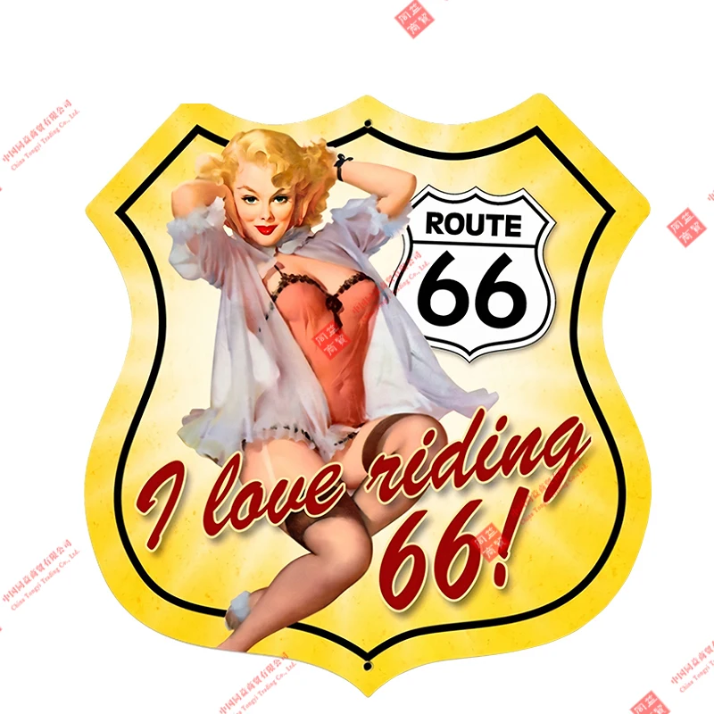 Creative Retro Route 66 Car Stickers Racing and Helmet Decals High Quality RV Motorcycle Guitar Piano Laptop PVC Vinyl Stickers