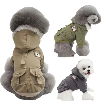 

Pet army coat winter For Dogs Hooded Jacket Warm Puppy Clothing Chihuahua French Bulldog Parkas