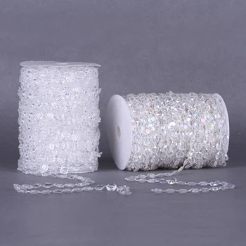 

30M Wedding Tranparent Octagonal Acrylic Diamond Crystal Beads Curtain Clear Beads Chain Garland Strand Hanging Lights Curtains