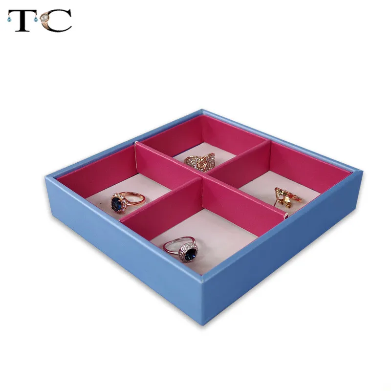 Ящик для хранения ювелирных изделий лоток из искусственной кожи бархат Дисплей Чехол ожерелье Кулон Кольцо Дисплей украшения для лотков
