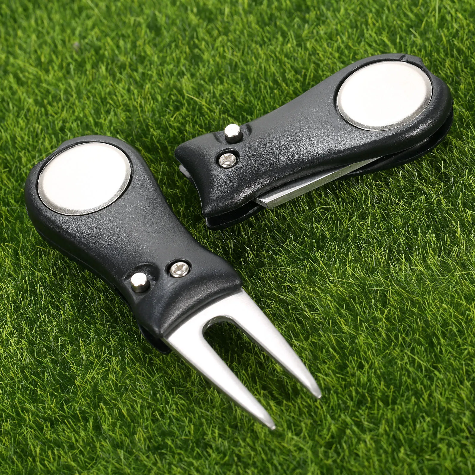 2 шт. сталь гольф ремонт Divot инструмент Switchblade Шаг Маркер паз очиститель складной Гольф класть зеленая вилка Switchblade Pitchfork