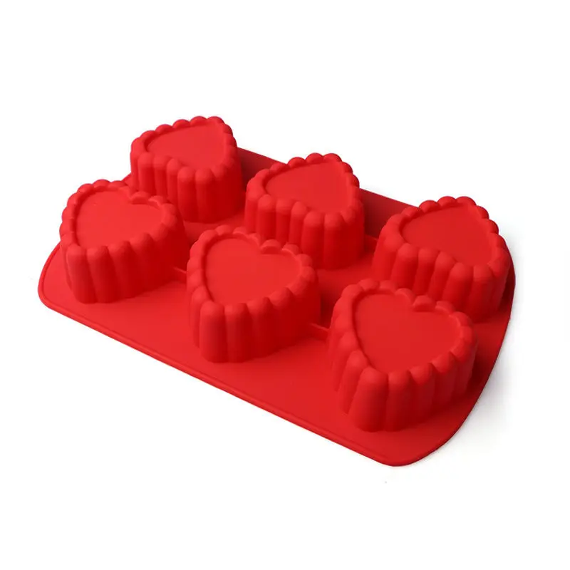 

6 Cavity Heart Shaped Silicone Mold Pudding Muffin Chocolate Cake Bakeware Mould