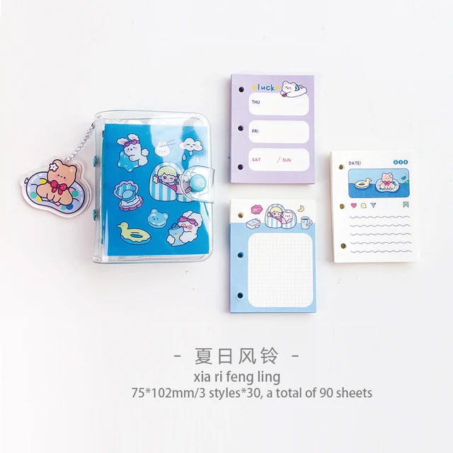 Cute Transparent Mini Loose-leaf Notebook Creative Portable Pocket Hand Book 3 Ring Binder Kawaii School Supplies Stationery xia ri feng ling