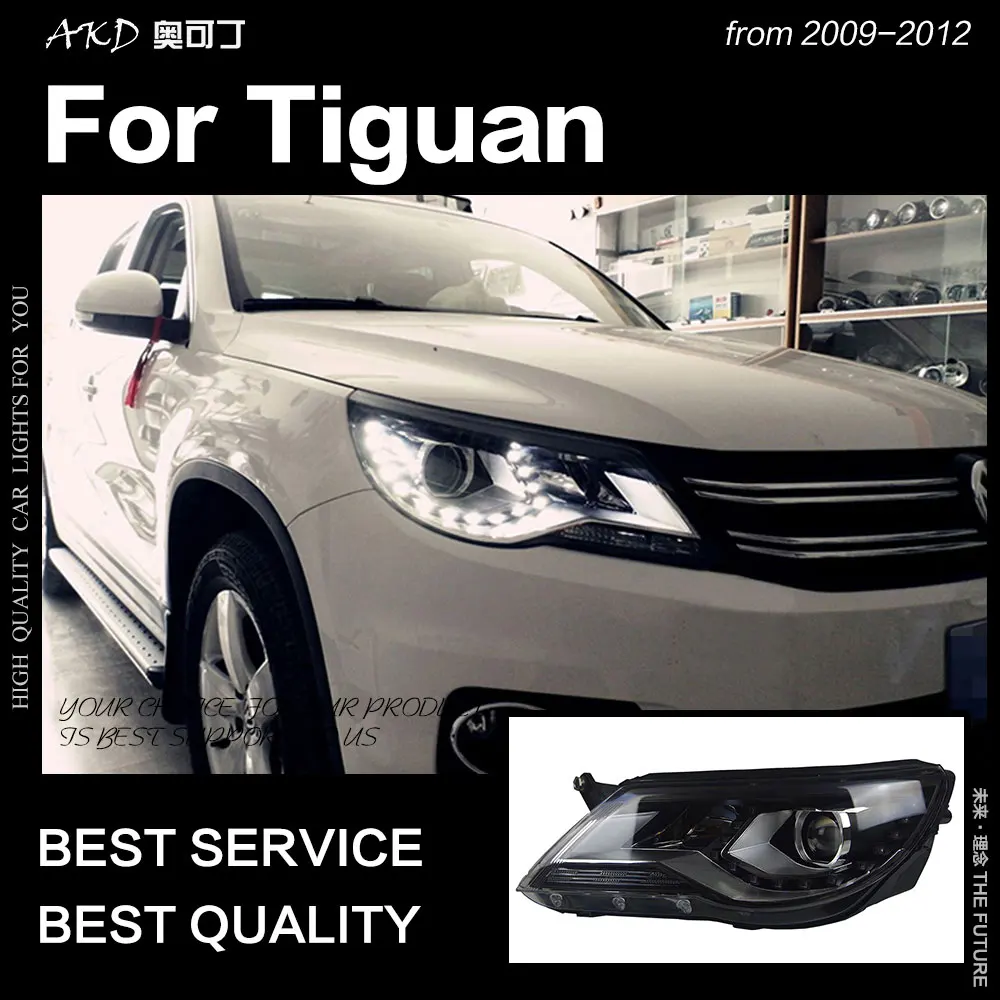 Стайлинг автомобиля для фар Tiguan 2007-2012 светодиодные фары DRL Hid ангельские глазки