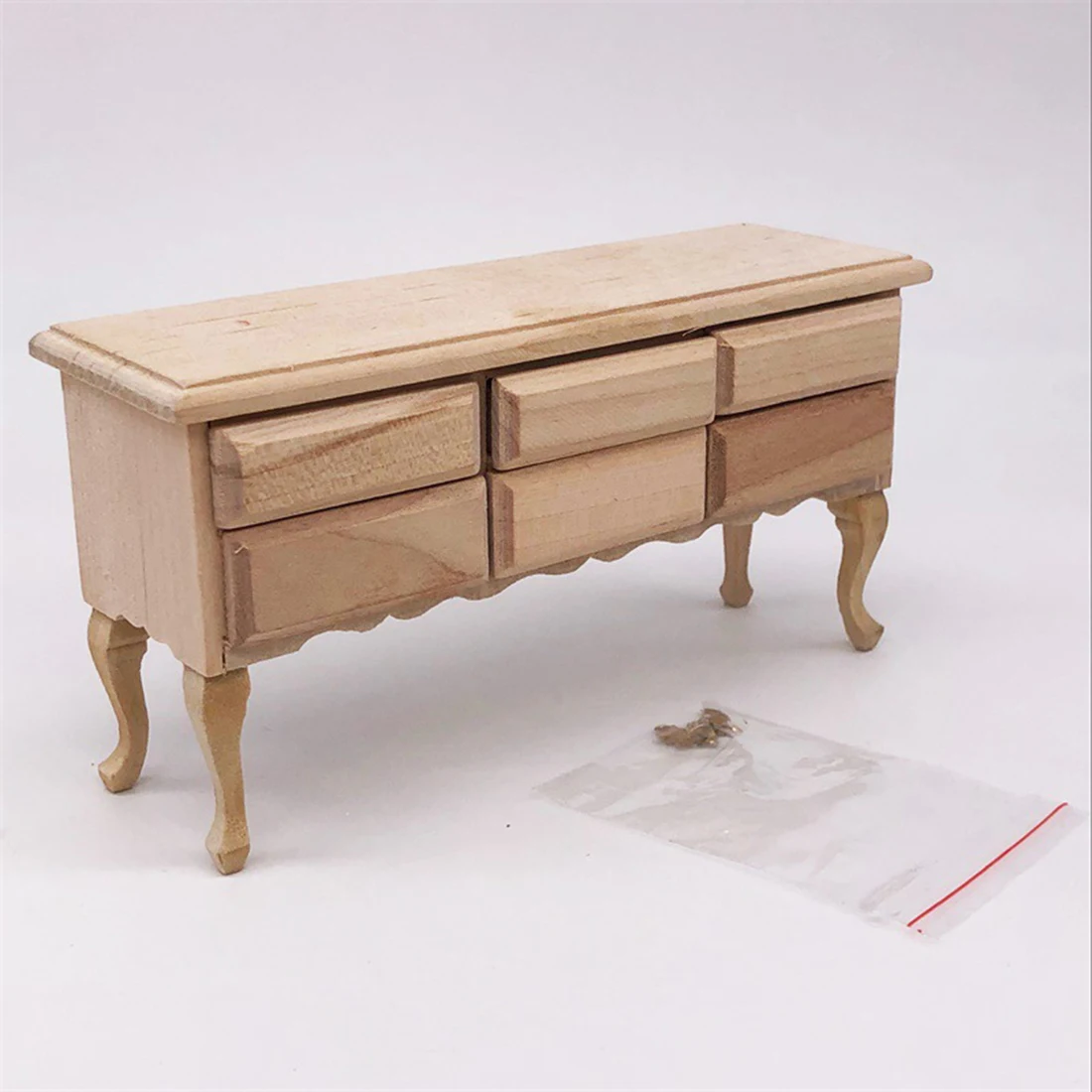  1/12 Scale Furniture Scene Props Miniature Dollhouse Desk with 6 Drawers for 1/12 DIY Dolls House K